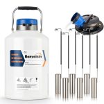 Bonvoisin 10L Liquid Nitrogen Container Cryogenic Container Liquid Nitrogen (LN2) Dewar Aluminum Alloy Semen Tank with 6 Canisters Carry Bag (10L)-0