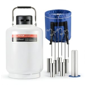 VEVOR Liquid Nitrogen Tank 6L Aluminum Dewar with 6 Canisters CarryBag-0