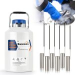 Bonvoisin 6L Liquid Nitrogen Container Cryogenic Container Liquid Nitrogen (LN2) Dewar Aluminum Alloy Semen Tank with 6 Canisters Carry Bag (6L)-0